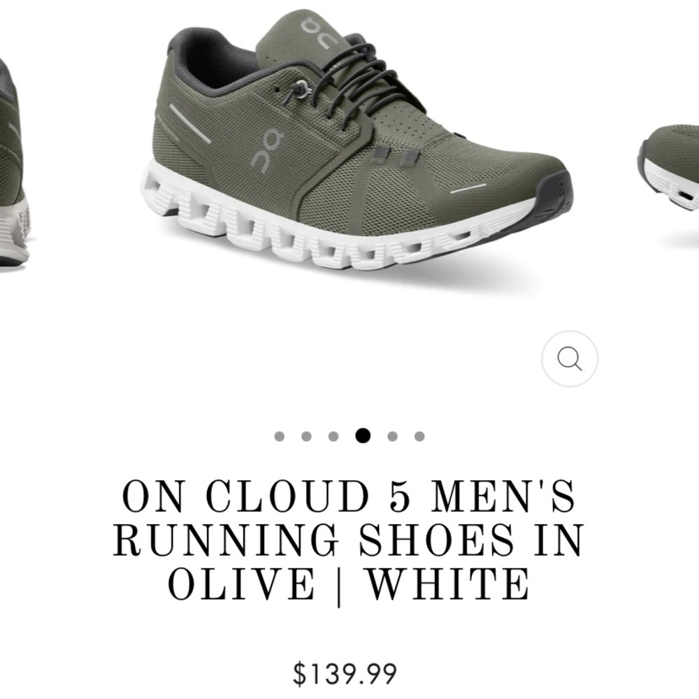 On Cloud Men's Running Shoes in Olive | White 10.5US